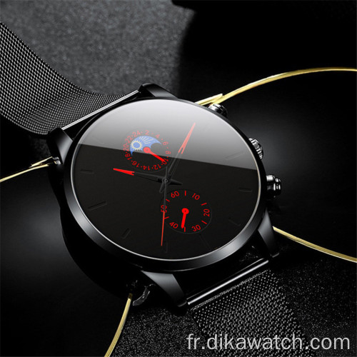 Genève Minimaliste Casual Sport Montre En Cuir Noir Simple Analogique Hommes Montres-Bracelets Marque Chinoise Guangzhou Montre-Bracelet En Gros